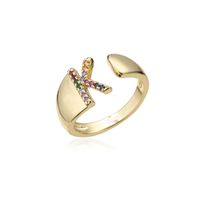 Fashion Copper Micro-inlaid Letter Couple Ring Wholesale sku image 11