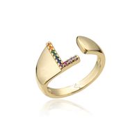 Fashion Copper Micro-inlaid Letter Couple Ring Wholesale sku image 12