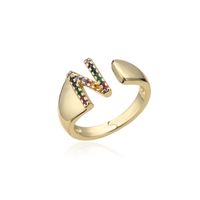 Fashion Copper Micro-inlaid Letter Couple Ring Wholesale sku image 14