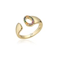 Fashion Copper Micro-inlaid Letter Couple Ring Wholesale sku image 15