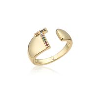 Fashion Copper Micro-inlaid Letter Couple Ring Wholesale sku image 20