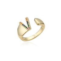 Fashion Copper Micro-inlaid Letter Couple Ring Wholesale sku image 22