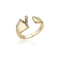 Fashion Copper Micro-inlaid Letter Couple Ring Wholesale sku image 25