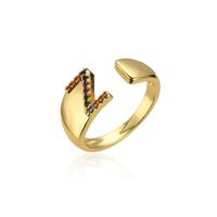 Fashion Copper Micro-inlaid Letter Couple Ring Wholesale sku image 26