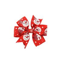 New Christmas Style Polyester Ribbed Bow Hairpins sku image 4