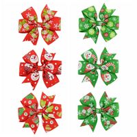 New Christmas Style Polyester Ribbed Bow Hairpins sku image 1