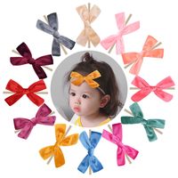 New Style Fashion Pure Color Nylon Bow Hairpin Set main image 1