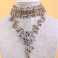 Fashion Classic Alloy Full Diamond Drop Pendant Exaggerated Necklace main image 7