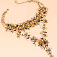 Fashion Classic Alloy Full Diamond Drop Pendant Exaggerated Necklace main image 12