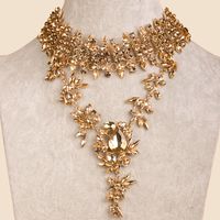 Fashion Classic Alloy Full Diamond Drop Pendant Exaggerated Necklace sku image 1