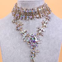Collar Exagerado Con Colgante De Gota De Diamante Lleno De Aleación Clásica De Moda sku image 2