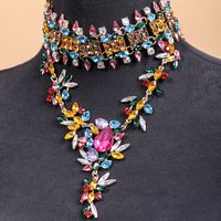 Fashion Classic Alloy Full Diamond Drop Pendant Exaggerated Necklace sku image 4