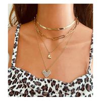 Fashion Multilayer Alloy Diamond Heart-shaped Necklace main image 2