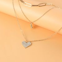 Mode Mehrschichtige Legierung Diamant Herzförmige Halskette main image 3