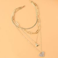 Mode Mehrschichtige Legierung Diamant Herzförmige Halskette main image 4