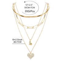 Mode Mehrschichtige Legierung Diamant Herzförmige Halskette main image 6