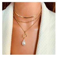 Fashion Shaped Pearl Chain Multi-layer Alloy Necklace Wholesale main image 1