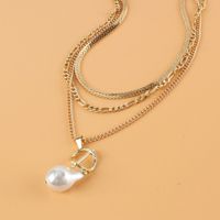 Fashion Shaped Pearl Chain Multi-layer Alloy Necklace Wholesale main image 4