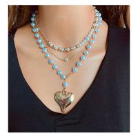 Mode Mehrschichtige Perle Herzform Legierung Halskette Großhandel main image 1