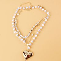 Mode Mehrschichtige Perle Herzform Legierung Halskette Großhandel main image 3