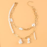 Collier En Alliage Multicouche De Perles De Forme Spéciale Rétro En Gros main image 4