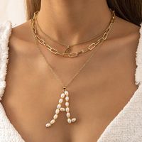 Collier En Alliage Multicouche De Perles De Mode Géométrique Incrusté En Gros main image 1