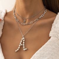 Collier En Alliage Multicouche De Perles De Mode Géométrique Incrusté En Gros main image 4