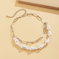 Fashion Special-shaped Imitation Pearl Double-layer Alloy Necklace Wholesale main image 3