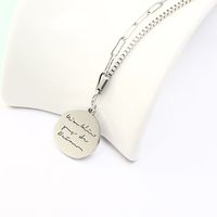 Fashion Coin Disc Letter Stainless Steel Asymmetric Necklace Wholesale main image 3