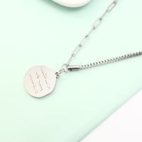 Fashion Coin Disc Letter Stainless Steel Asymmetric Necklace Wholesale main image 5
