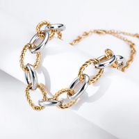 Fashion Alloy Two-color Stitching Round Chain Short Necklace Wholesale main image 6