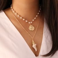 Fashion Pearl Coin Conch Shell Multilayer Necklace Wholesale main image 1
