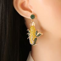 Fashion Corn Shape Color Diamond Alloy Earrings Wholesale main image 3