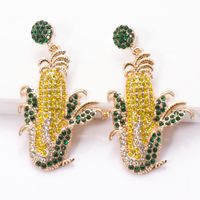 Fashion Corn Shape Color Diamond Alloy Earrings Wholesale main image 4