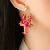 Fashion Creative Alloy Oil Drop Diamond Lobster Alloy Earrings Wholesale main image 3