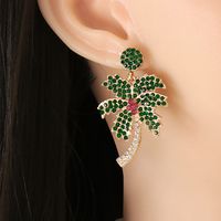 Fashion Diamond-studded Coconut Tree Alloy Earrings Wholesale main image 3