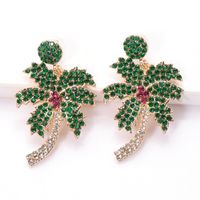 Pendientes De Aleación De Árbol De Coco Con Diamantes De Moda Al Por Mayor main image 4