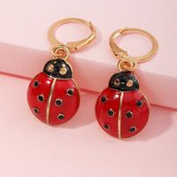 Cute Fashion Dripping Oil Retro Seven-star Ladybug Earrings main image 4