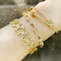 Fashion Star Copper Micro-inlaid Zircon Open Bracelet Wholesale main image 2