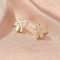 Korean Rhinestone Three-petal Flower Alloy Earrings Wholesale main image 5