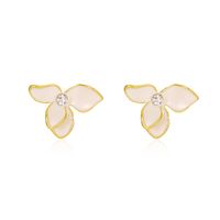 Korean Rhinestone Three-petal Flower Alloy Earrings Wholesale main image 6