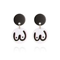 Simple Black And White Round Alloy Earrings Wholesale main image 6
