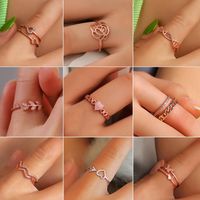 Fashion Leaf Butterfly Chain Zircon Open Ring Wholesale main image 1