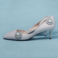 Boucle De Chaussure De Perle De Strass D&#39;alliage Amovible Ronde D&#39;accessoires De Mariée De Mode main image 6