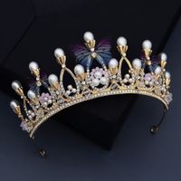 Korean Handmade Pearl Butterfly Crown main image 3