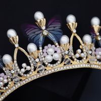 Korean Handmade Pearl Butterfly Crown main image 4