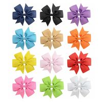 Korean Cute Style Ribbon Glitter Bow Solid Color Hair Clip Set main image 1