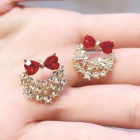 Korean Rhinestone Crystal Bow Alloy Earrings Wholesale main image 3