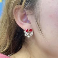 Korean Rhinestone Crystal Bow Alloy Earrings Wholesale main image 4