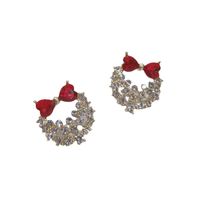 Korean Rhinestone Crystal Bow Alloy Earrings Wholesale main image 6